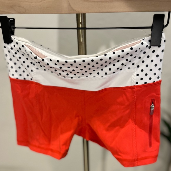Lululemon Bike Shorts | Red/White/Dots | Pockets | Size 2 | Vintage Lululemon! - Picture 1 of 5